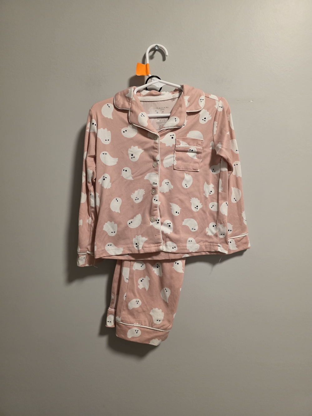 Tahari Pink Ghost Print Kids Pajama Set